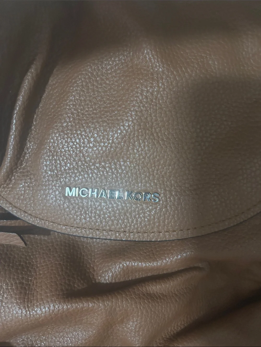 Michael Kors Cognac Pebbled Leather Backpack with Gold Hardware